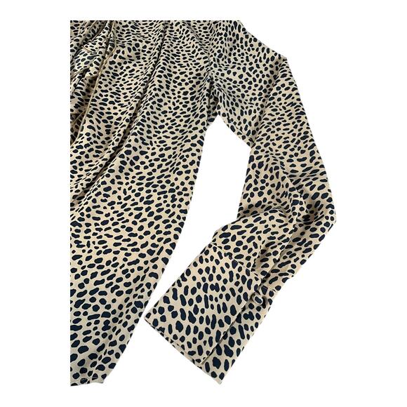 Ann Taylor Animal Print Ruffle Neck Blouse Size Small Long Sleeve Chic Workwear - Picture 8 of 12